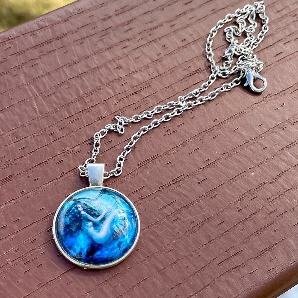 Silver and Glass Mermaid Necklace - Picture 2 of 6